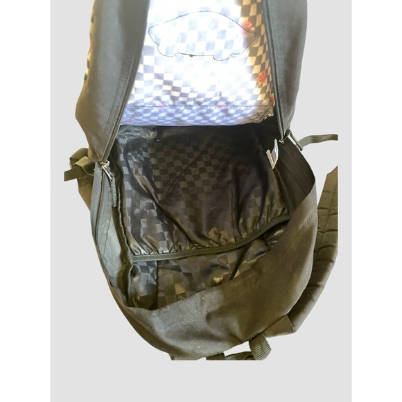Vans Off The Wall Backpack Black White Checkered With Pink Roses - Picture 4 of 8